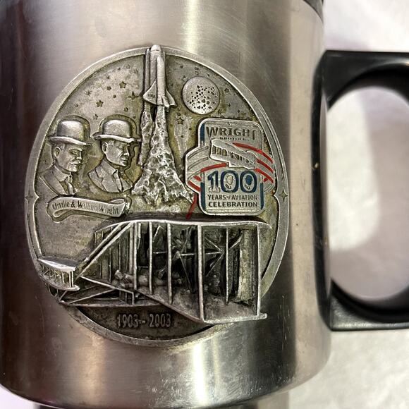 Wright 100 Year Aviation Stainless Steel cup with lid  vintage - Picture 2 of 7